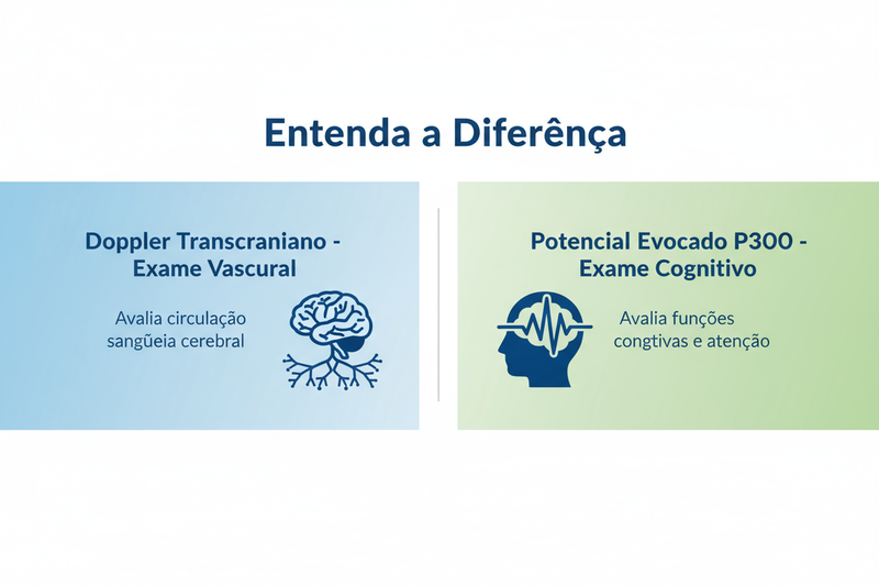 Banner Comparativo - Doppler Transcraniano vs Potencial Evocado P300